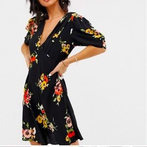 Free People Black Neon Garden Mini Dress